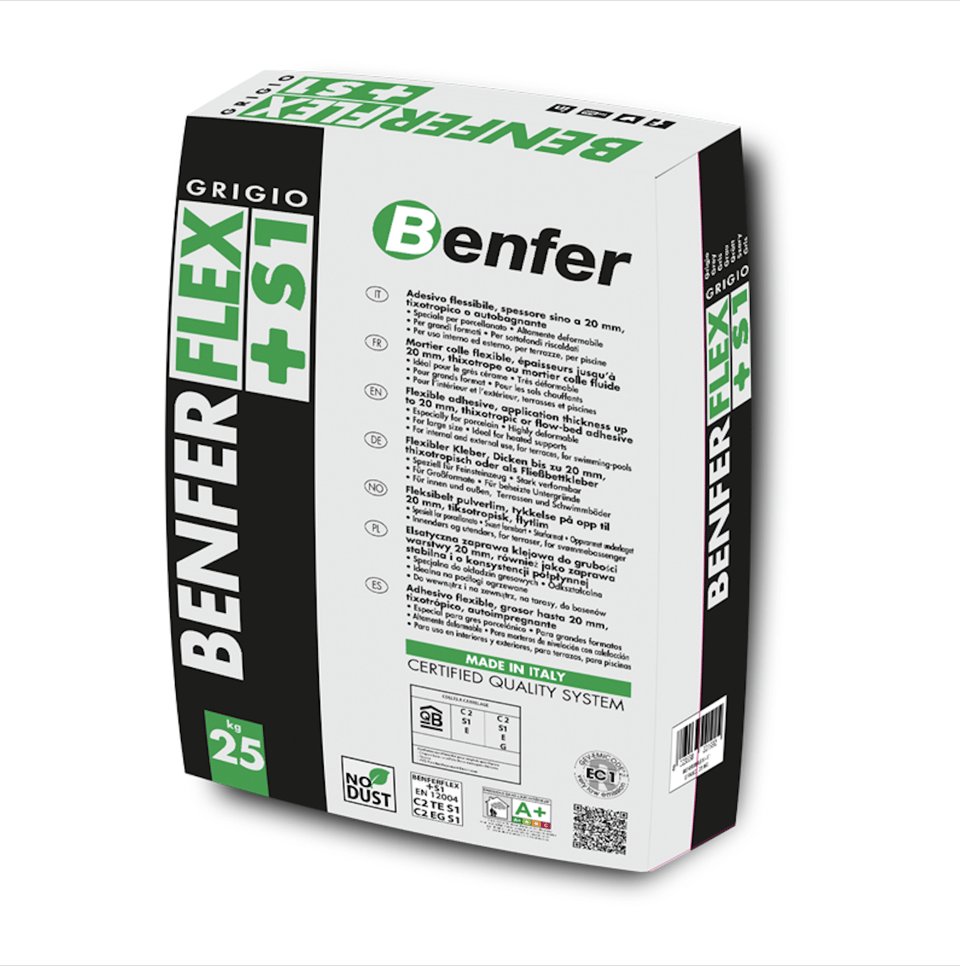 წებოცენტი  ღია ფერის ფილებისთვის Benferflex C2TES1Bianco