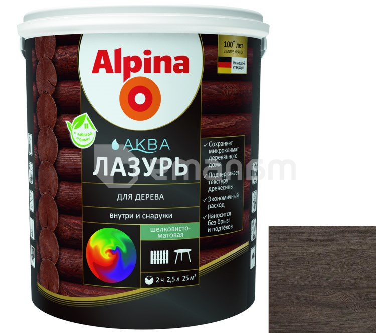 ლაჟვარდი-გელი ხისთვის მქრქალი Alpina შავი 2.5 ლ