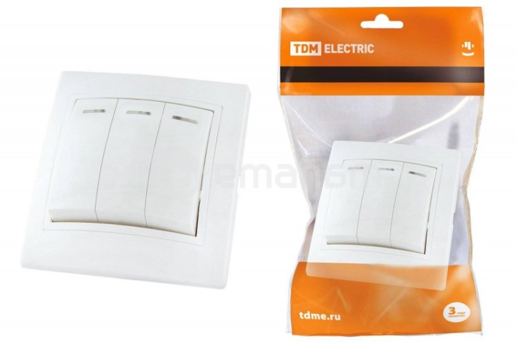 ჩამრთველი TDM 3 თეთრი Taymir