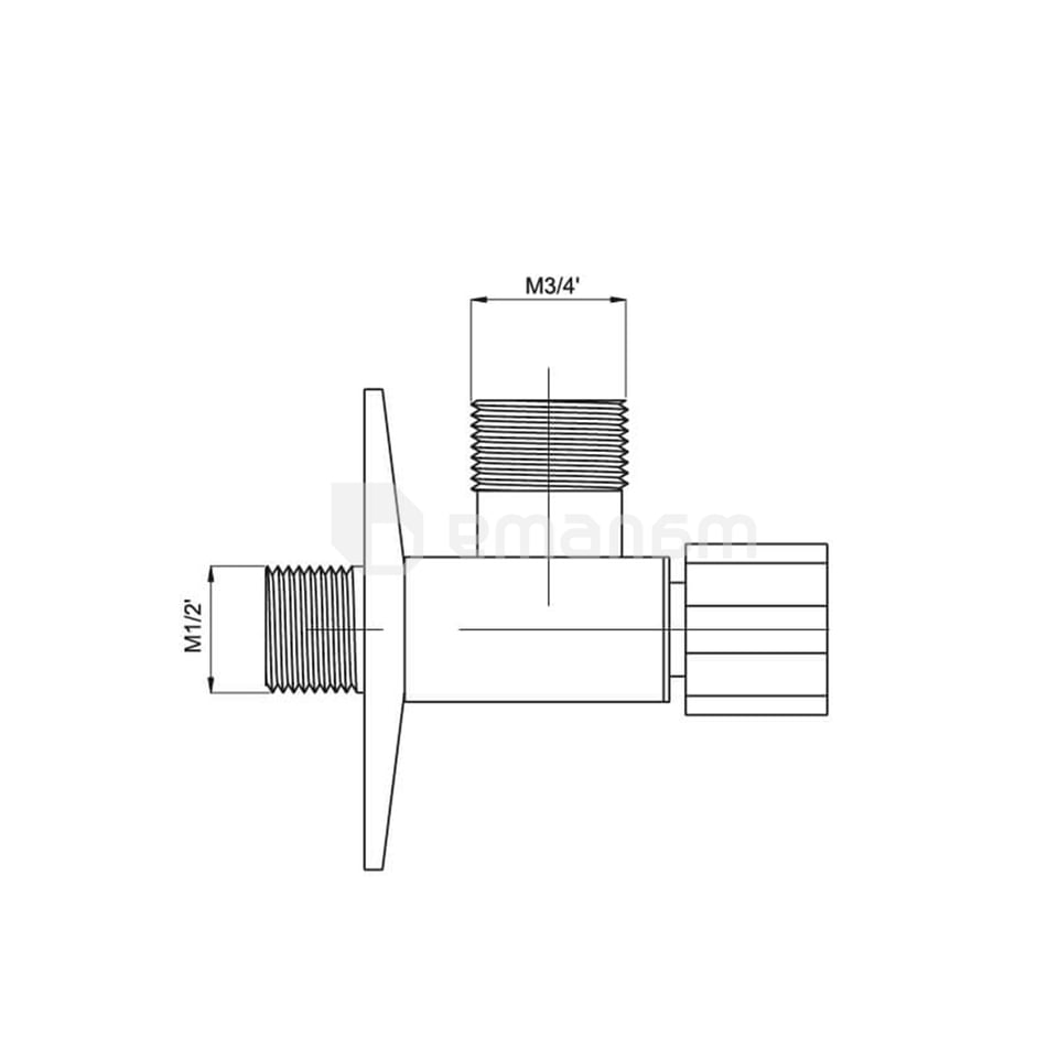 კუთხის ვენტილი Rubineta 662012B 1/2"x3/4"
