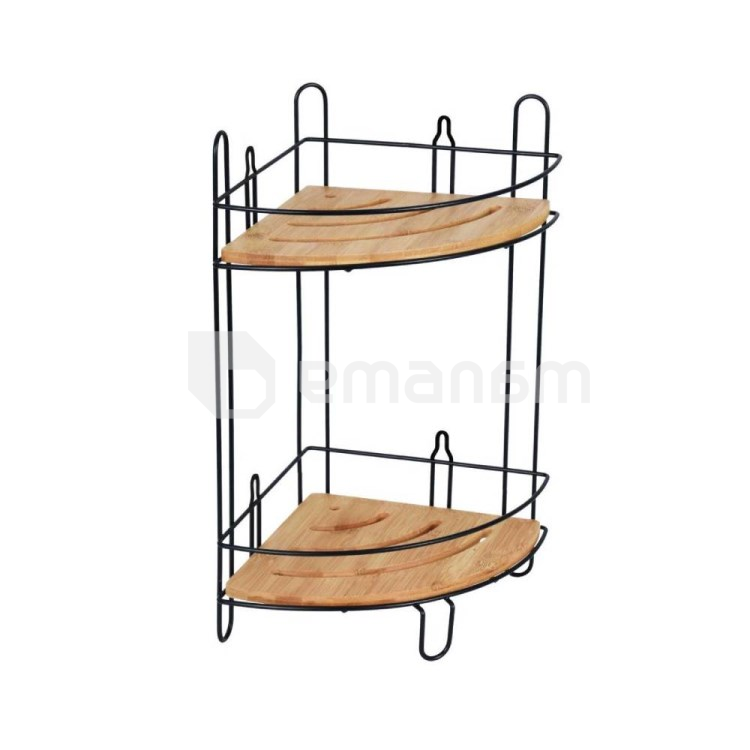 კუთხის თარო 2 Bisk Plain Black Bambo