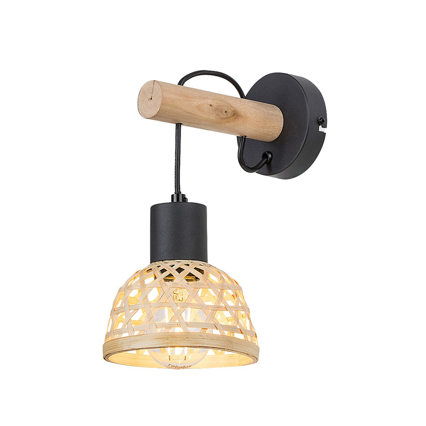 ბრა Rabalux 71025 Rattan 1 E27 60w შავი ხე