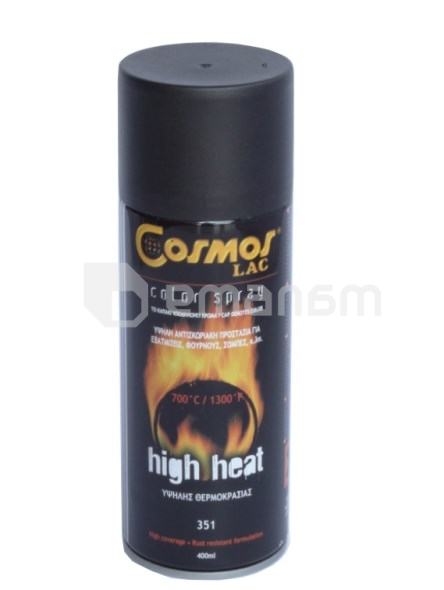 საღებავი-სპრეი Cosmos Lac high heat შავი No.351 400 მლ