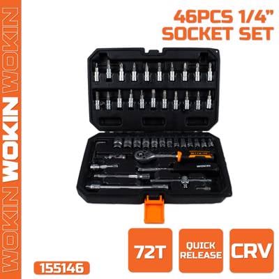 ხელსაწყოების ნაკრები Wokin 155146, 46Pcs Tool Set, Black/Silver