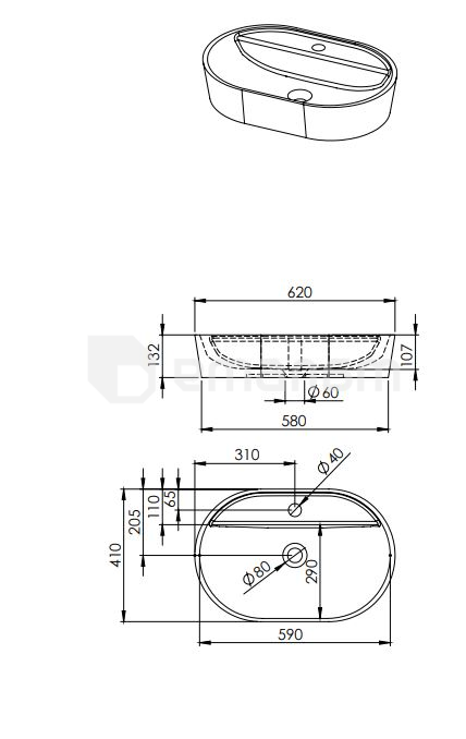 ხელსაბანი დასადები Elita Babette 145103 Grey Matt 62x41