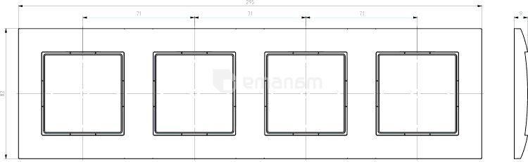 ჩარჩო Ospel Aria R-4U/33 4 განყოფილებიანი შავი