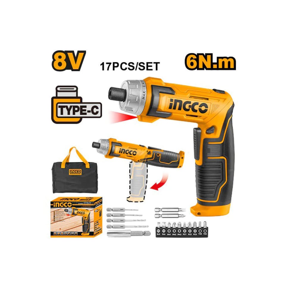 ელექტრო ხრახნდამჭერი კომპლექტში 8ვ USB-Type-C  Li-Ion (CSDLI0802)