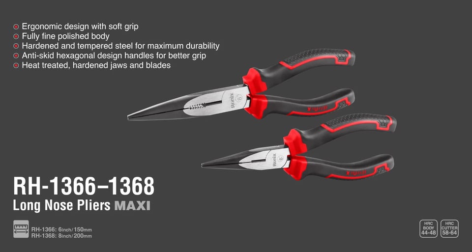 გრძელტუჩა Ronix RH-1366, 150mm, Maxi Series