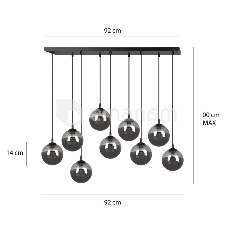 საკიდი EMIBIG Cosmo 9 E14 9x MAX 40W შავი გრაფიტი