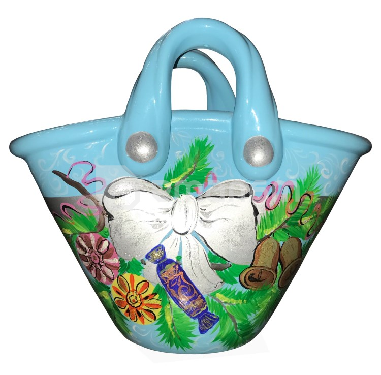 კალათა საახალწლო კერამიკული ცისფერი 4 ლ