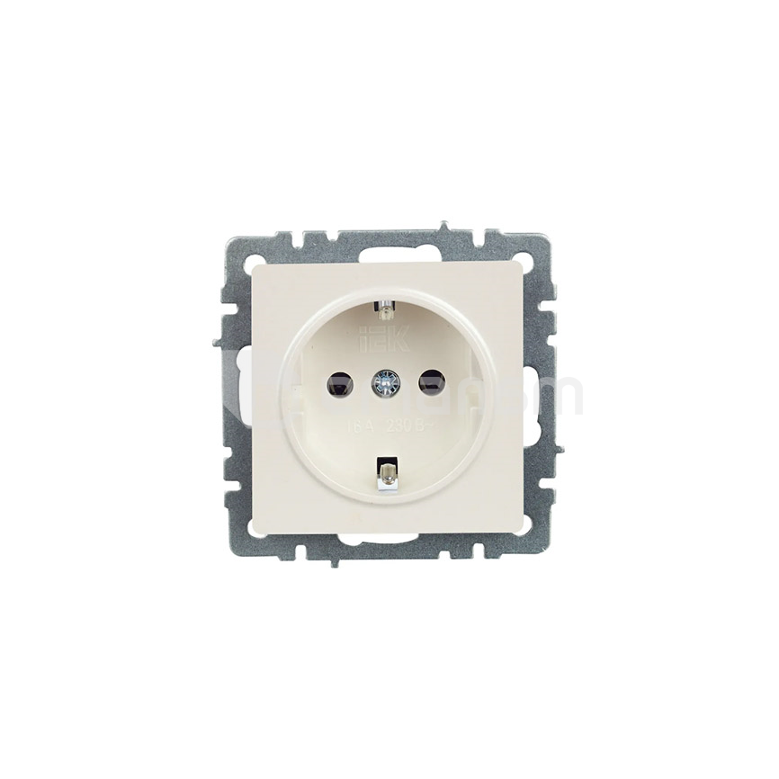 როზეტი IEK BRITE 1 16A RS11-1-0-Brj დამიწებით ჩარჩოს გარეშე