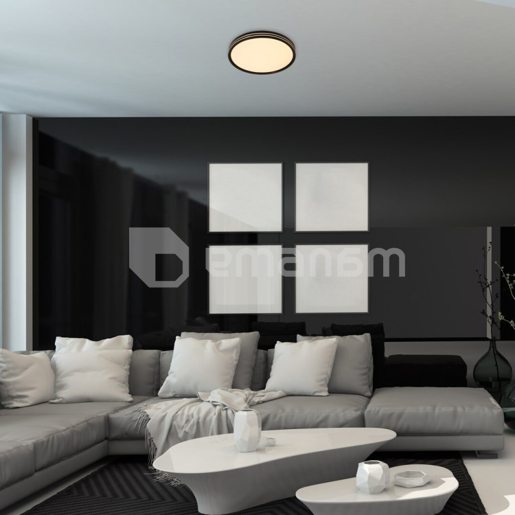 ჭერის სანათი Rabalux Epora 25W 3000K Ø390 H70 შავი თეთრი 71118