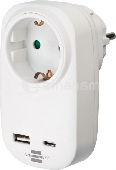 ადაპტერი Brennenstuhl USB А და C max18W თეთრი