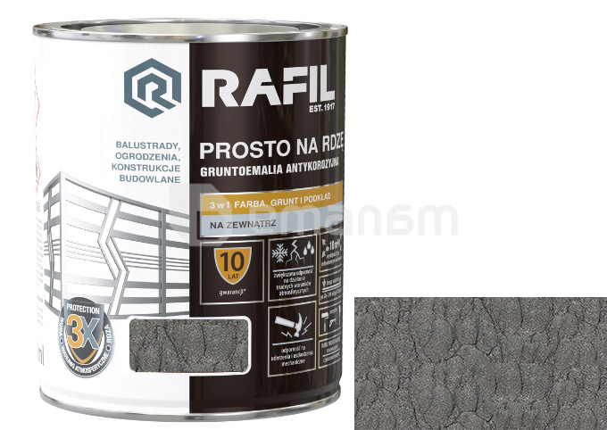 ემალი ჟანგზე წასასმელი Sniezka Rafil ჩაქუჩისებრი ნაცრისფერი 2.5 ლ