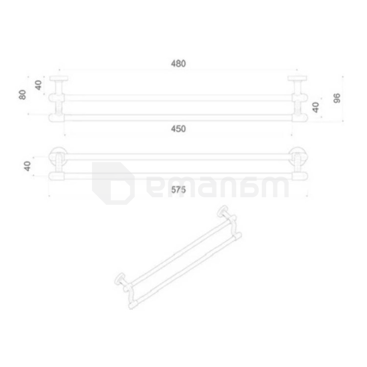 პირსახოცის საკიდი Tema Mare Double Row Towel Bar 71232