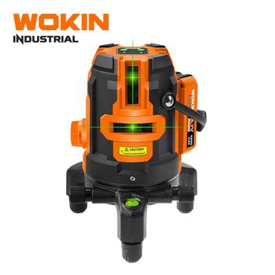 ლაზერული თარაზო Wokin 507605, SELF-LEVELING 5-LINES GREEN LASER LEVEL, Black/Orange