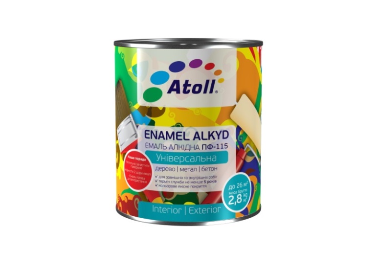 2.6კგ ემალის საღებავი თეთრი ATOLL ПФ-115