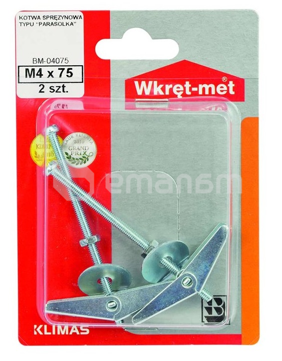 ანკერი ზამბარისებრი Wkret-met BM-04075 M4x75 მმ 2 ც