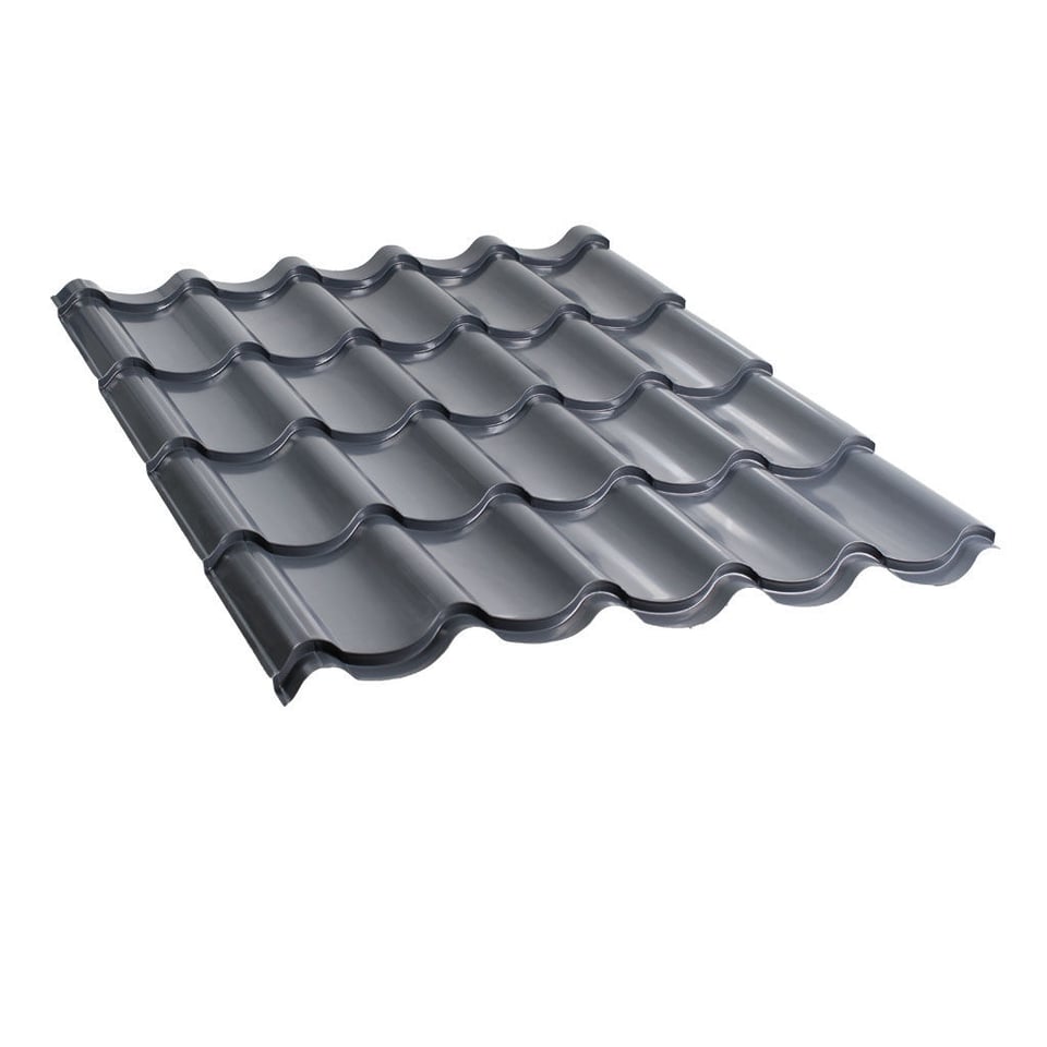 მეტალოკრამიტი ფერადი თუნუქის სახურავი 0.4X1180 პრიალა RAL7024 NOVA
