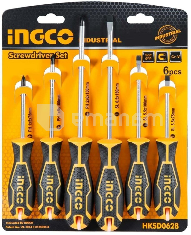 სახრახნისის ნაკრები Ingco HKSD0628 6 ც