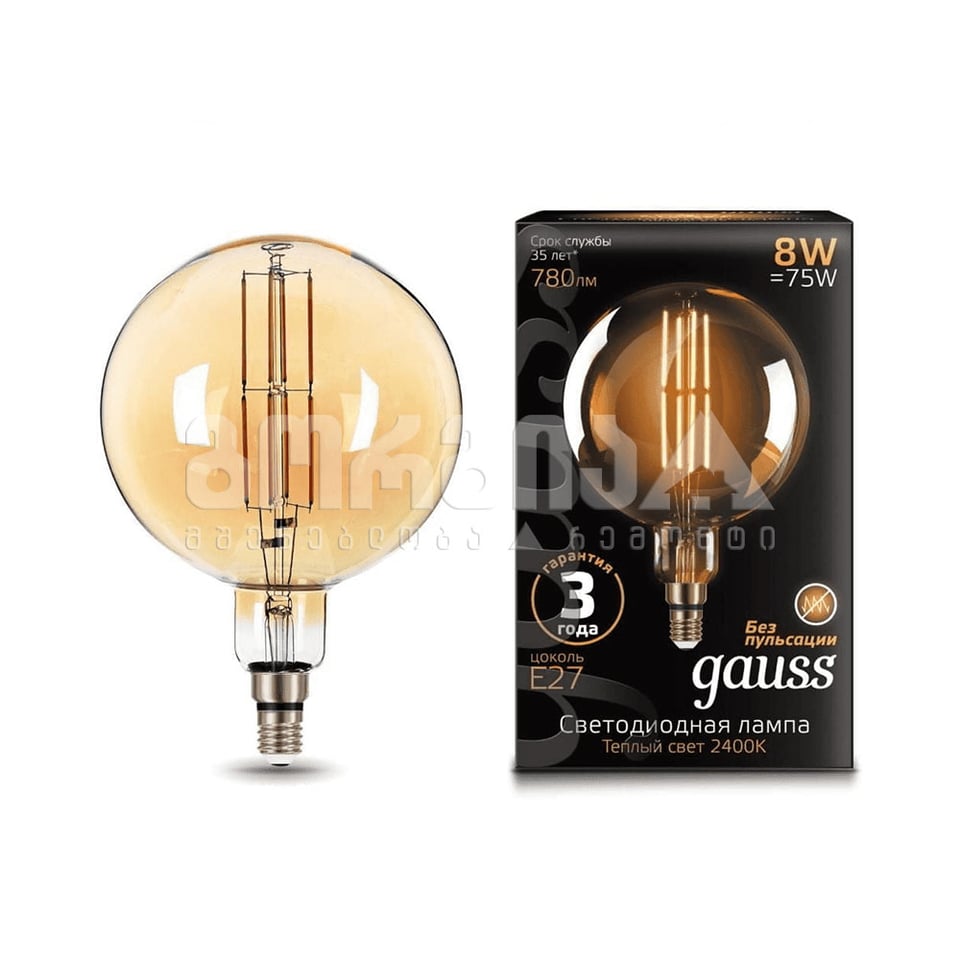 ლედ ნათურა  G200 8W E27 Golden 2400K - 153802008 gauss