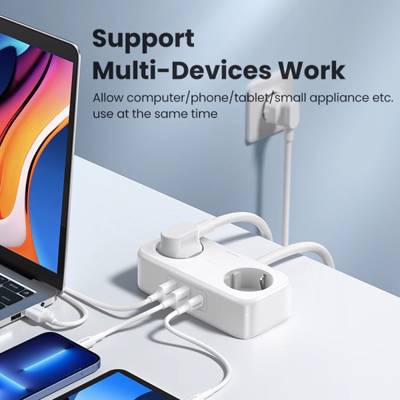 დენის გამანაწილებელი UGREEN CD280 (50683), 30W, 2 Socket, USB-A, Type-c, 1.8m, White