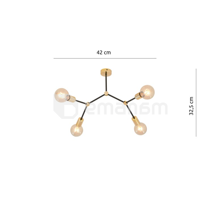 ჭაღი EMIBIG CODE 4 E27 4x MAX 60W შავი