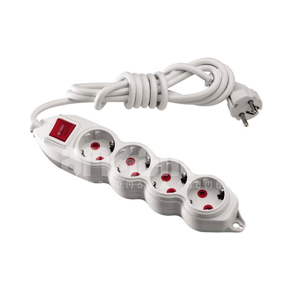 დამაგრძელებელი 4-იანი დამიწებით ღილაკით 3 მ(3*1)ORION-150-01