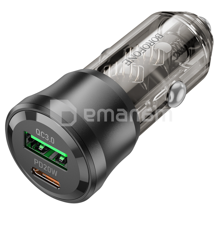 მობილური ტელეფონის მანქანის დამტენი Borofone 38W USB A C 3A 12V