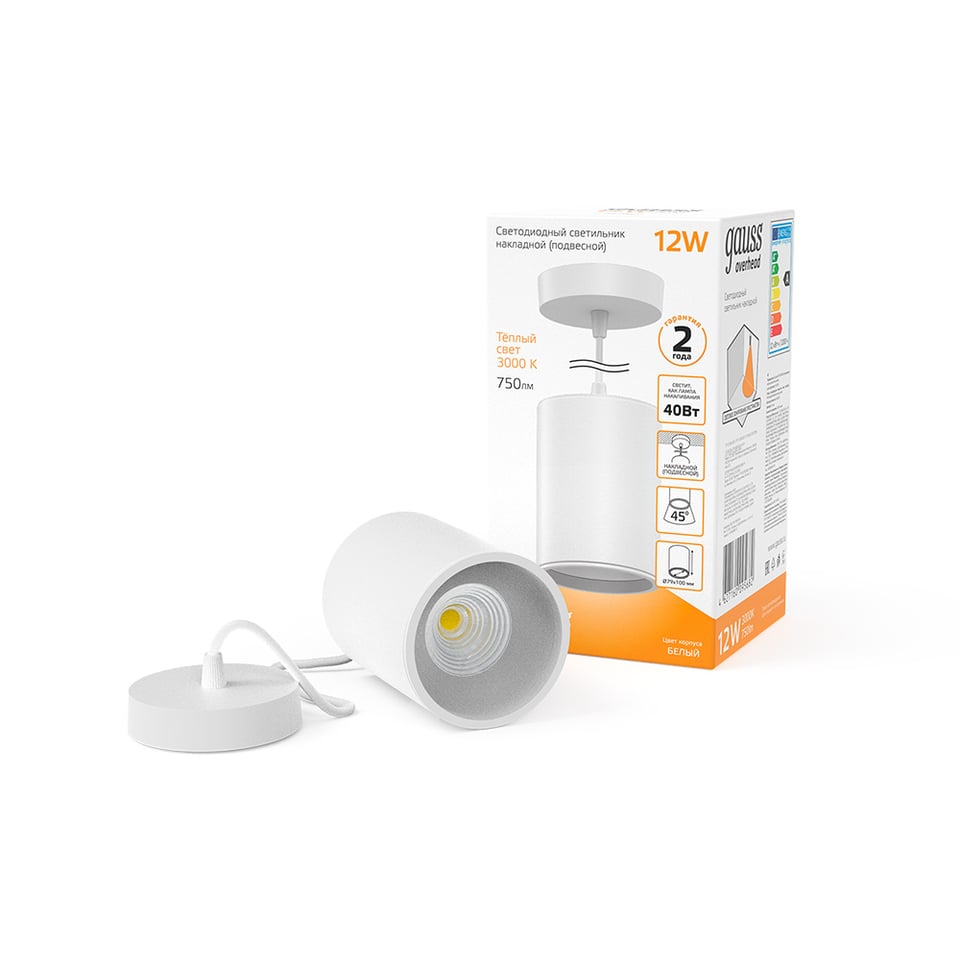 ჭერის სანათი საკიდით თეთრი  12W 3000K - HD039