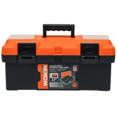 ხელსაწყოების  პლასტმასის ყუთი Wokin 900017, 17\", Heavy Duty Plastic Tool Box (INDUSTRIAL), Black/Orange