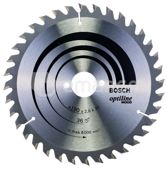ცირკულარული დისკი Bosch Optiline Wood 190x2.6x30 მმ 36
