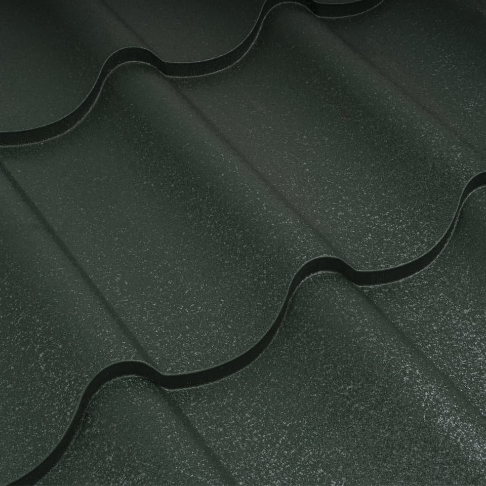 მეტალოკრამიტი ფერადი თუნუქის სახურავი 0.45X1180 ხაოიანი RAL6005 (სამხრეთ კორეა) NOVA