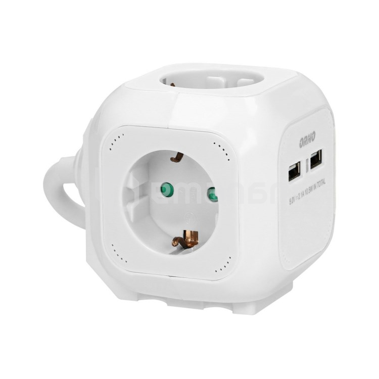 დამაგრძელებელი კუბი ORNO 4х1.4მ 2 USB-А Schuko თეთრი