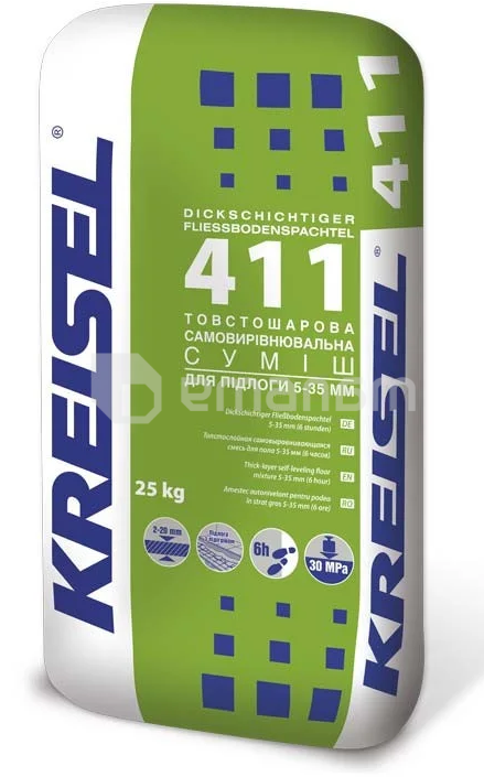 სქელფენიანი თვითსწორებადი ხსნარი იატაკისთვის Kreisel 411 (5-35 მმ) 25 კგ