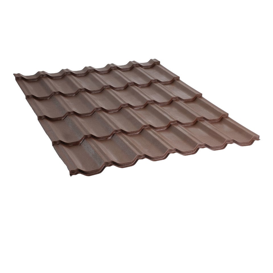 მეტალოკრამიტი ფერადი თუნუქის სახურავი 0.5X1200 ხაოიანი RAL8019 NOVA