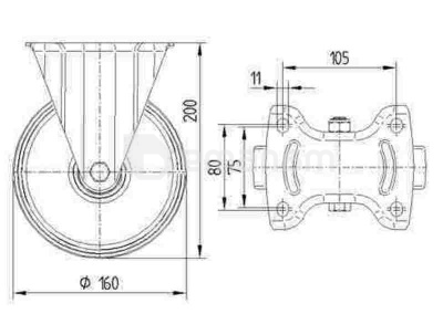 გორგოლაჭი ფიქსირებული Tente 3478IEP160P63 160 მმ 350 კგ