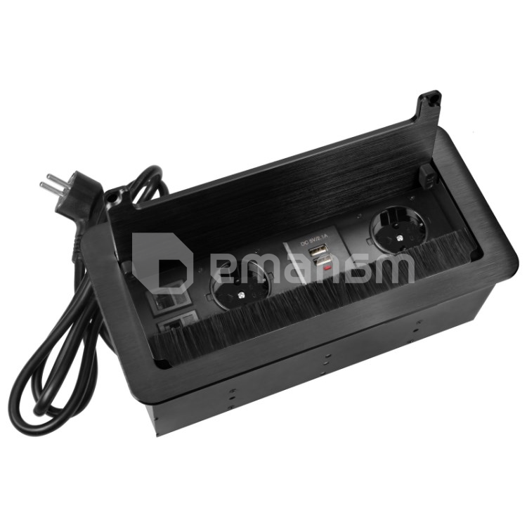 დამაგრძელებელი სამაგიდო 2 ORNO 1.5მ 2 USB А 2 РС Schuko შავი