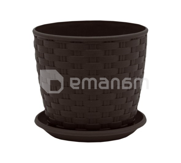 პლასტმასის ქოთანი დასადგამით Aleana როტანგი 24x22 მუქი ყავისფერი