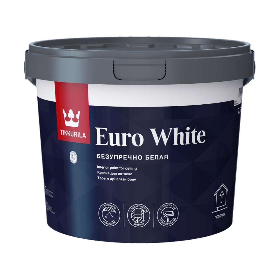 ჭერის საღებავი მქრქალი Tikkurila EURO WHITE AP New 7,5 ლ თეთრი