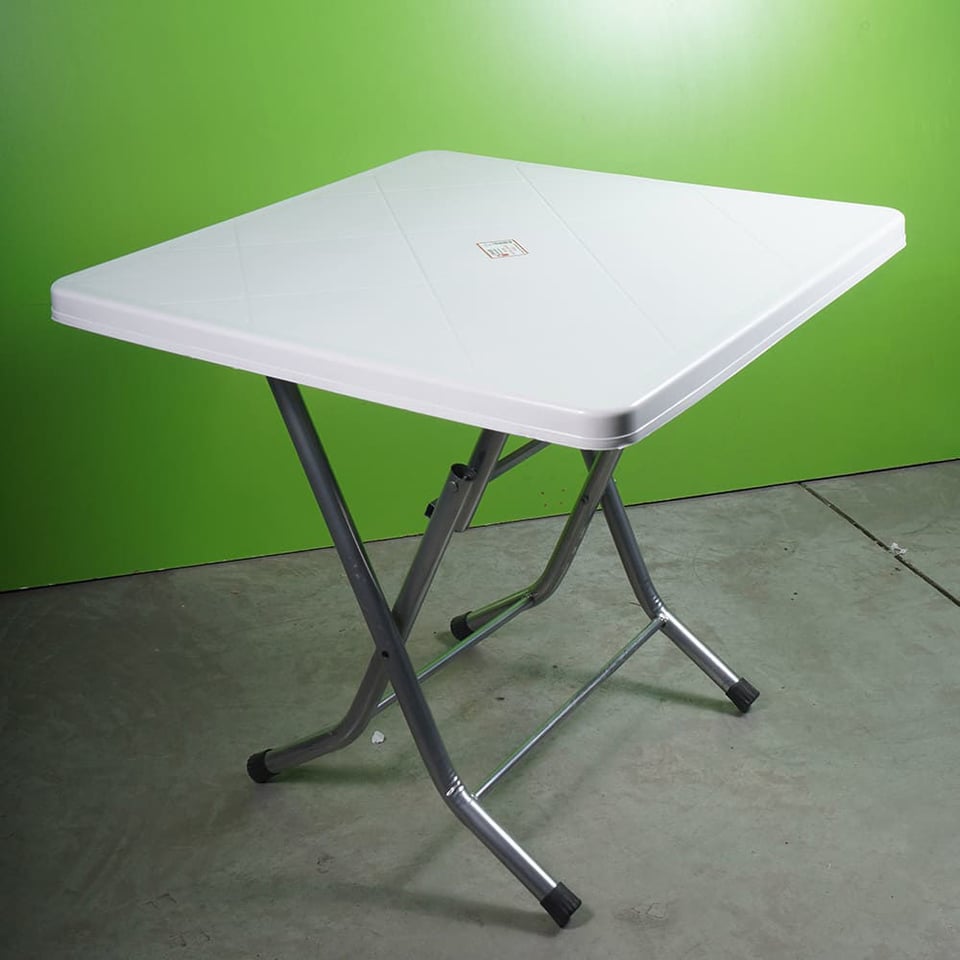 ბაღის მაგიდა თეთრი 80X80 Metal Leg