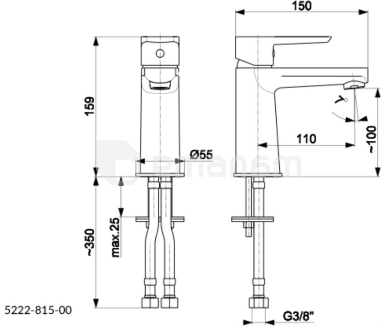 ხელსაბნის შემრევი KFA Neon ქრომი,Click-Clack სიფონით