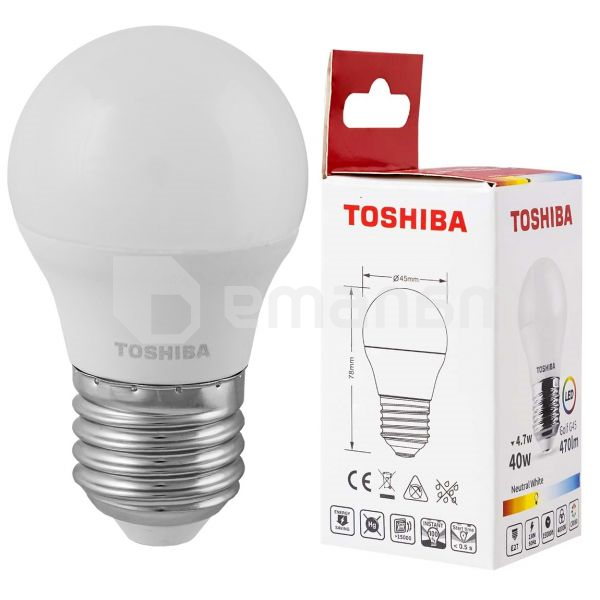 შუქდიოდური ნათურა Toshiba G45 4000K 4.7W E27