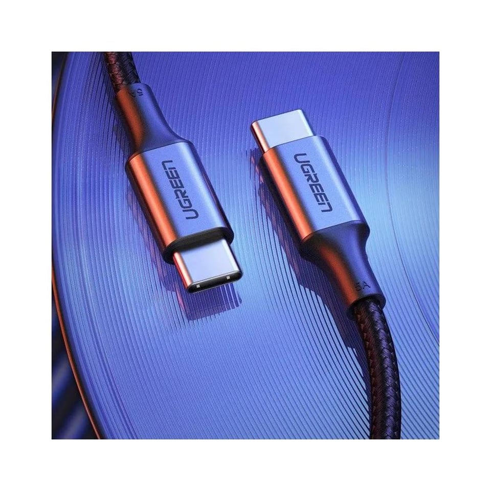 USB კაბელი UGREEN US316 (90120), 100W, Type-c to Type-c, 3m, Black