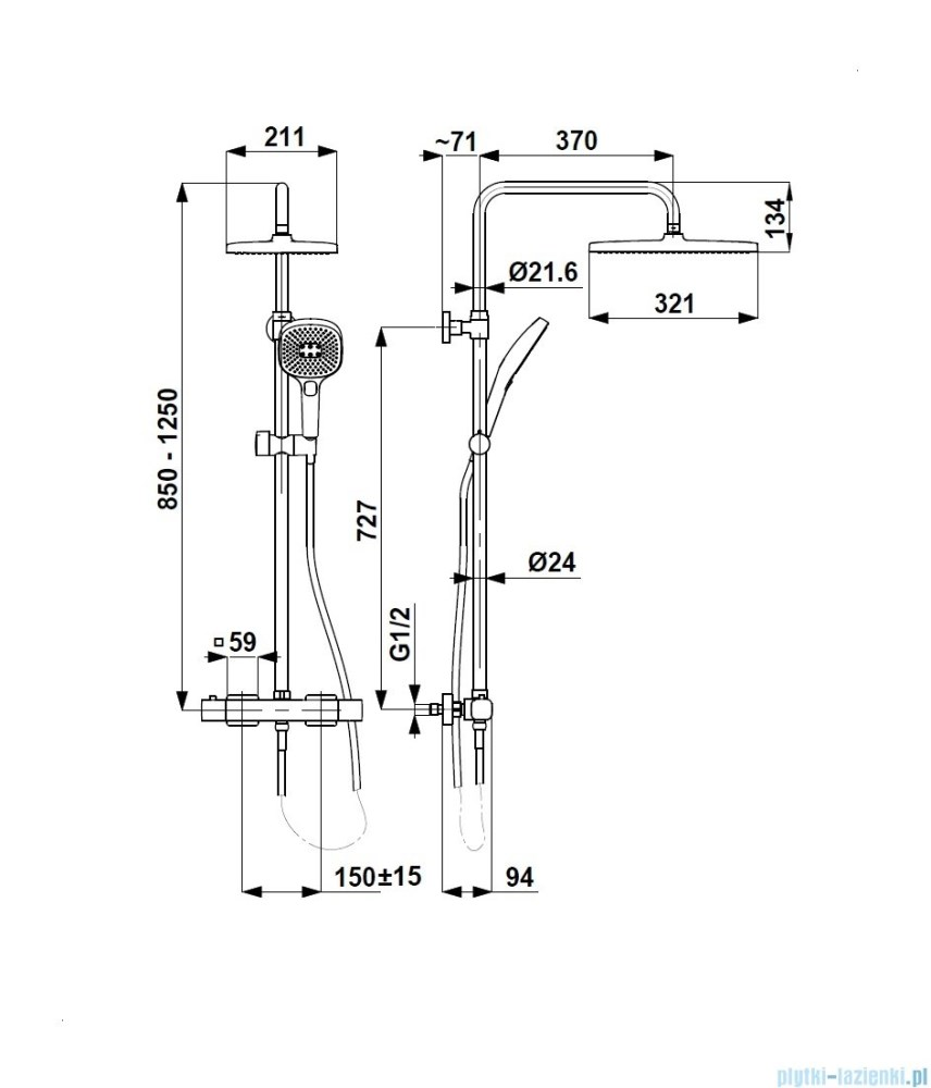 საშხაპე სისტემა შემრევით Malaga Rose Gold Thermostat