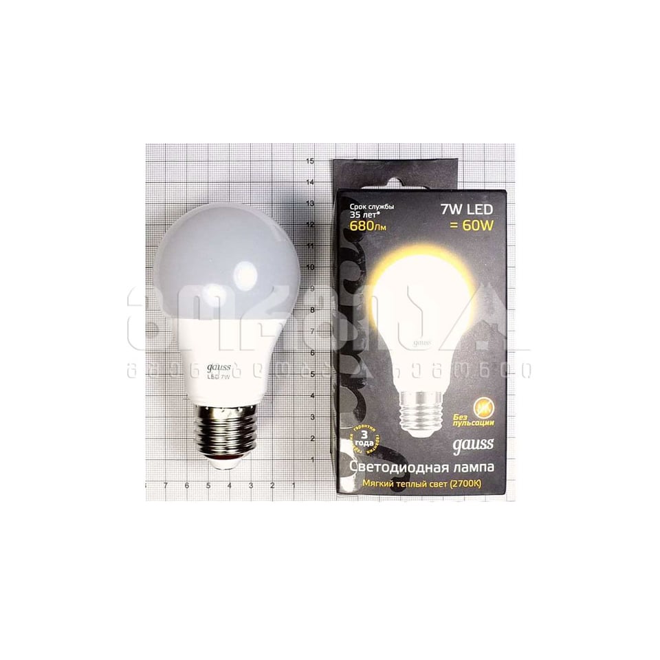 ლედ ნათურა BLACK  A60 7W E27 2700K gauss - 102502107
