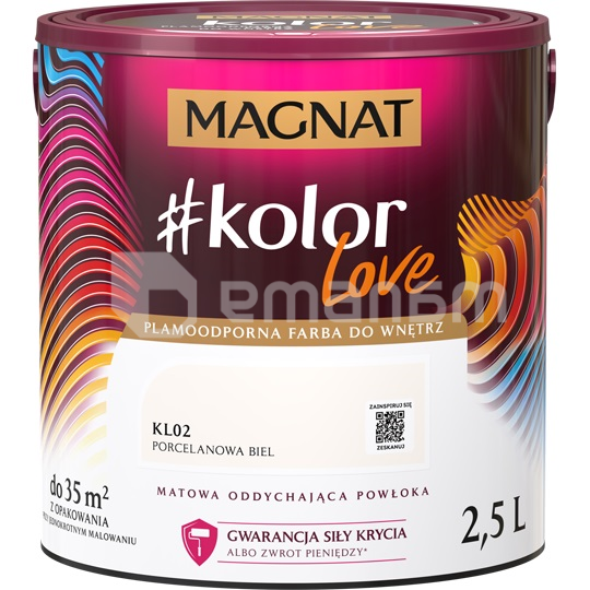 საღებავი ინტერიერის Magnat Kolor Love 2.5 ლ KL02 ფაიფური თეთრი