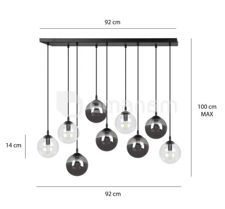 საკიდი EMIBIG Cosmo 9 E14 9x MAX 40W შავი მიქსი 2