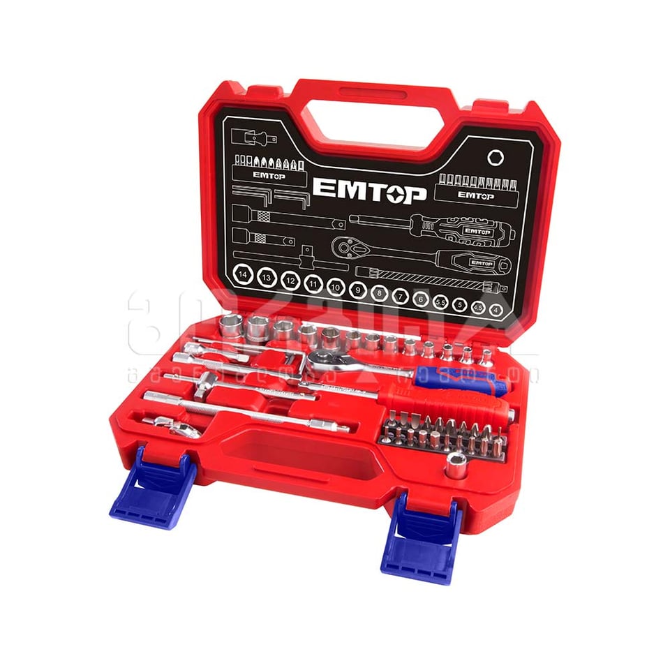 ხრუტუნა ქანჩის და თავაკების ნაკრები 45ც 1/4" Emtop-ESKT14451