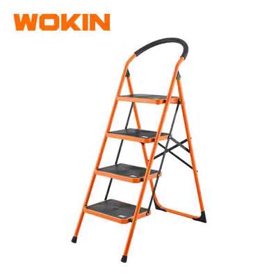 კიბე Wokin 682004, 4 steps, 150Kg, Steel Step-Ladder, Black/Orang